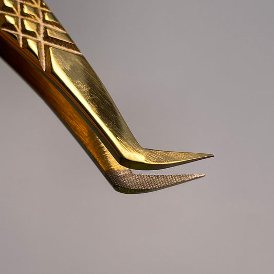 Gold Fibre Tip Angled Tweezer